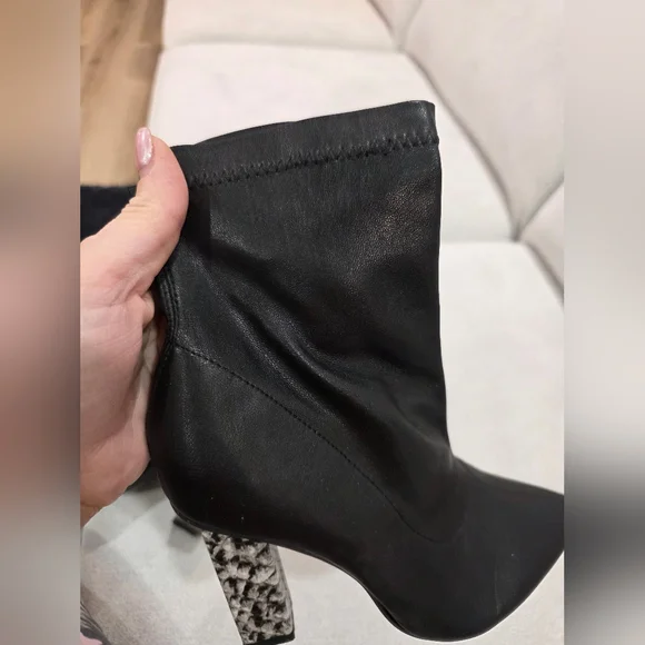 Z Code Z Black Pointed-Toe Ankle Boots with Textured Block Heel - Picture 10 of 17